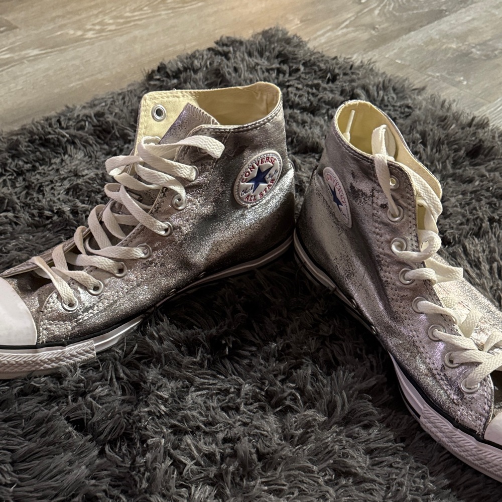 Converse Women's Metallic Silver High-Tops